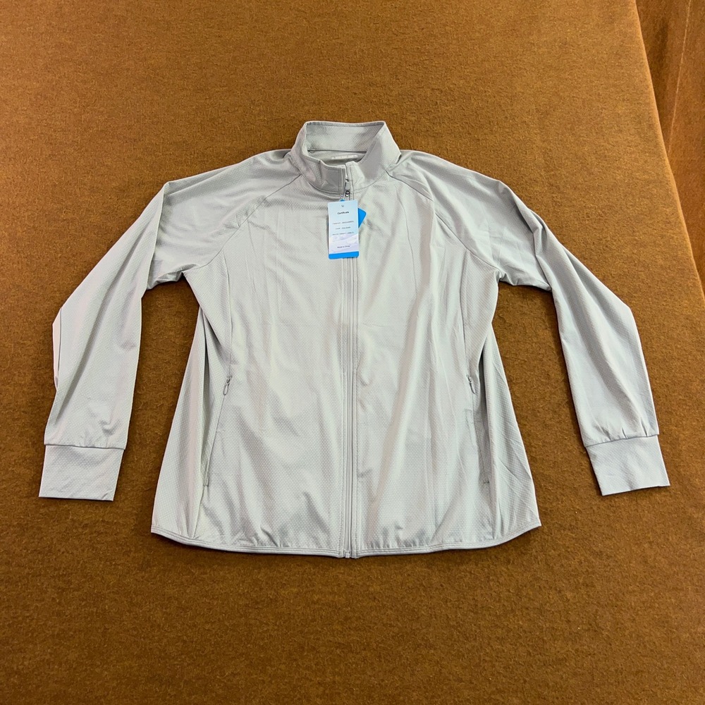 MAGCOMSEN Womens XL Gray Full Zip Thumbhole Athletic Jacket NWT